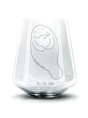 Mr. & Mrs. Panda Blümchentail Glas Seekuh Happy ohne Spruch in Transparent