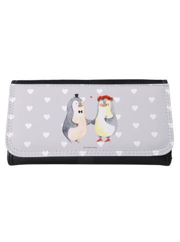 Mr. & Mrs. Panda Damen Portemonnaie Pinguin Heirat ohne Spruch in Grau Pastell
