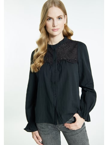 DreiMaster Damen Langarmbluse in Schwarz