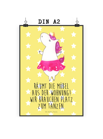 Mr. & Mrs. Panda Bild Einhorn Ballerina mit Spruch in Gelb Pastell