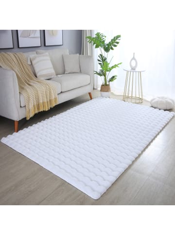 KADIMA DESIGN Teppich Waschbar Hochflor Uni Polyester Wohnzimmer in Weiß