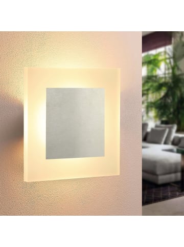 ZMH Wandleuchte LED in chrom eckig modern 7W 3000K warmweiß Metall und Acryl L 16cm