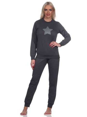NORMANN langarm Schlafanzug Pyjama Bündchen und Stern - 83346 in anthrazit