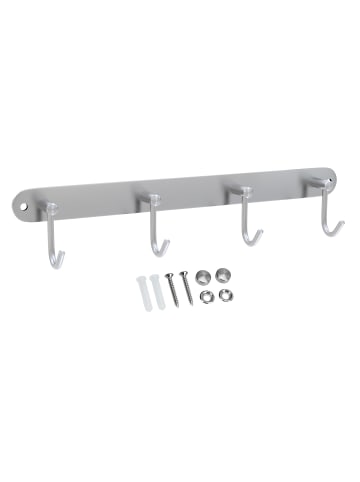 Intirilife Garderobenleiste - Kleiderhaken Garderobe in Silber - Modell C (4 Haken)
