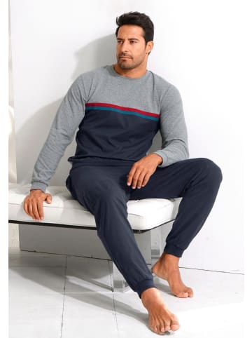 LE JOGGER Pyjama in grau-meliert-blau