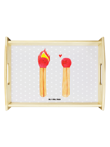 Mr. & Mrs. Panda serviertablett aus holz Streichhölzer ohne Spruch in Grau Pastell