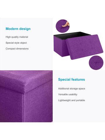 Intirilife Faltbare Sitzbank 76x38x38 cm in NEBEL LILA
