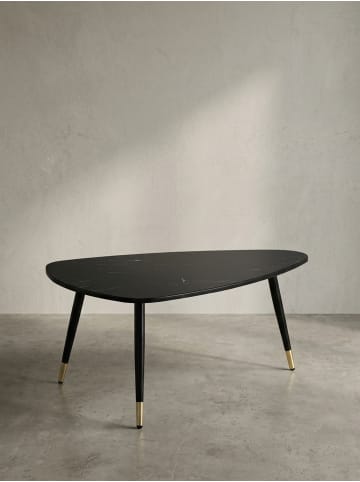KADIMA DESIGN Couchtisch 90x60x41 cm mit Marmor Optik , Dreibein in Schwarz