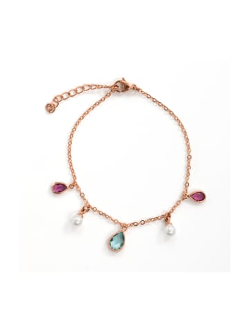 Luxenter bracelet in metal alloy and white pearl, finished in 18-K rose gold - Cainhtsi