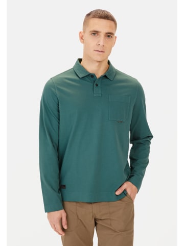 Camel Active Langarm Poloshirt aus reiner Baumwolle in Dunkelgrün