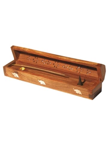 Saraswati Design Nonbook - India Truhe Holz 30 x 6 cm, Räucherstäbchenhalter