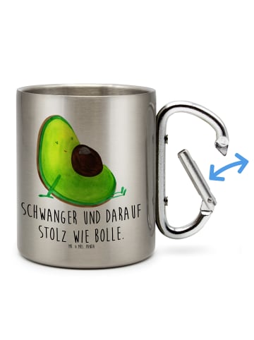 Mr. & Mrs. Panda Edelstahlbecher Avocado Schwangerschaft mit Spruch in Silber