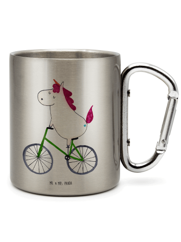 Mr. & Mrs. Panda Thermobecher Einhorn Radfahrer ohne Spruch in Silber