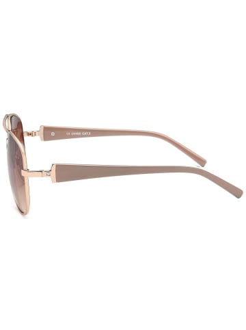 styleBREAKER Piloten Sonnenbrille in Gold-Braun / Braun verlaufend