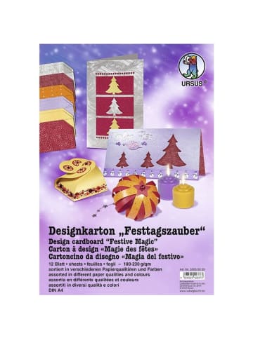 Buntpapierfabrik Ludwig Bähr Designkarton Festtagszauber A4 180-230g/qm Packung mit 12 Blatt ...