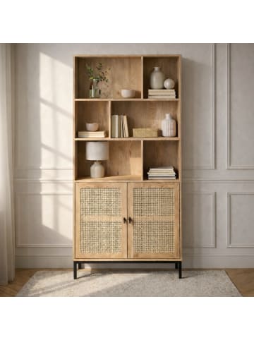 CALICOSY Bücherregal JAYA in Helles - (W) 80  x (H) 175  x (L) 35  cm