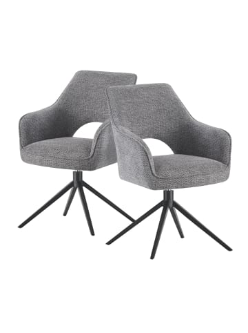 DUBI Möbel 2er-Set: Drehstuhl THOMAS-ANNA in Grau - (B)57 x (H)86 x  (T)63 cm