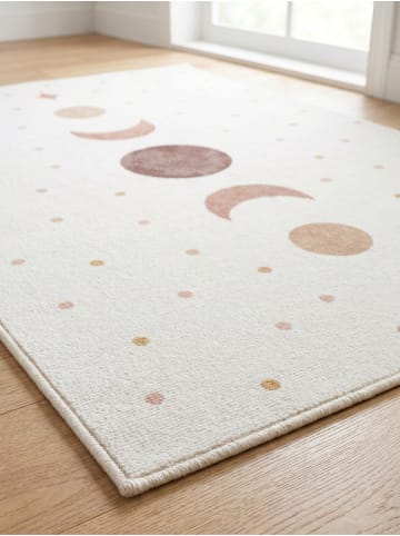 KADIMA DESIGN Flachgewebeteppich Art-Déco Bögen Retro Waschbar in Creme
