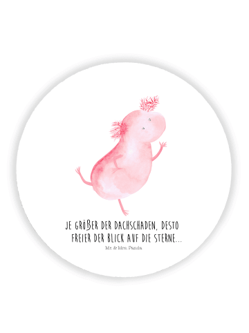 Mr. & Mrs. Panda Rund Magnet Axolotl Tanzen mit Spruch in Weiß