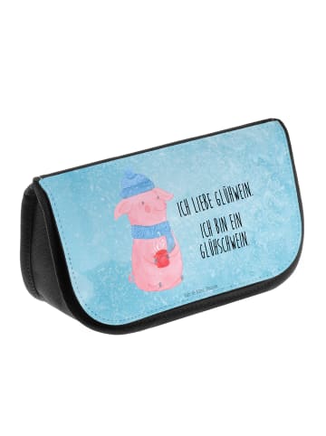 Mr. & Mrs. Panda Make-up-Organizer Schwein Glühwein mit Spruch in Eisblau