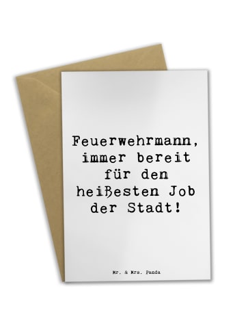 Mr. & Mrs. Panda Grußkarte Spruch Feuerwehrmann Held mit Spruch in Weiß