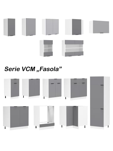 VCM  Eckschrank Küchenschrank Unterschrank Küche Fasola in Weiß / Anthrazit