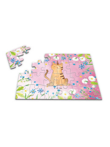 Mr. & Mrs. Panda Puzzle Einhorn Katze ohne Spruch in Rot Pastell