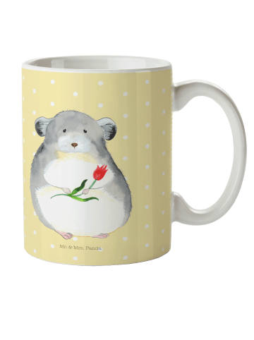 Mr. & Mrs. Panda Kindertasse Chinchilla Blume ohne Spruch in Gelb Pastell