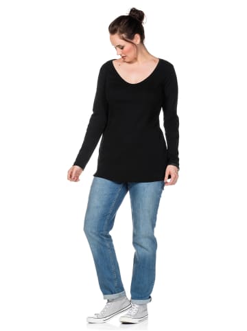 sheego Langarmshirt in schwarz