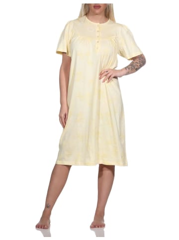 NORMANN kurzarm Nachthemd Design Knopfleiste am Hals - 79235 in vanille