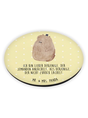 Mr. & Mrs. Panda Rund Magnet Murmeltier mit Spruch in Gelb Pastell