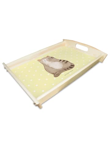 Mr. & Mrs. Panda Dekotablett Katze Sitzen ohne Spruch in Gelb Pastell