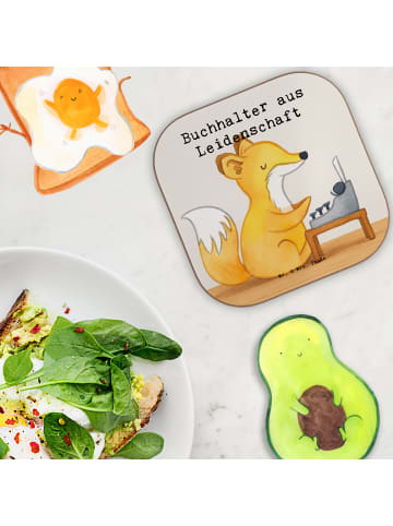 Mr. & Mrs. Panda Untersetzer Glas Buchhalter Leidenschaft Design... in Weiß