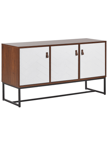 Beliani Sideboard NUEVA in Weiß/Braun/Schwarz - (W) 112 x (H) 62 x (L) 39 cm