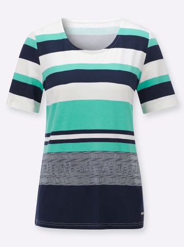 WITT WEIDEN Kurzarmshirt in blaugrün-marine-bedruckt