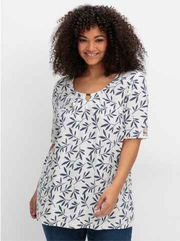 sheego Kurzarmshirt in ecru-gemustert