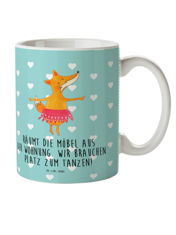 Mr. & Mrs. Panda Trinklernbecher Fuchs Ballerina mit Spruch in Türkis Pastell