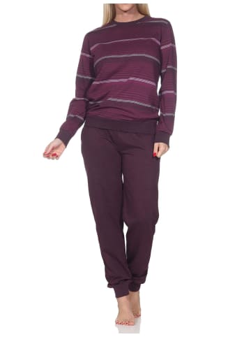 NORMANN langarm Schlafanzug Bündchen Streifen in beere