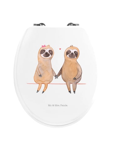 Mr. & Mrs. Panda WC Sitz Faultier Pärchen ohne Spruch in Weiß