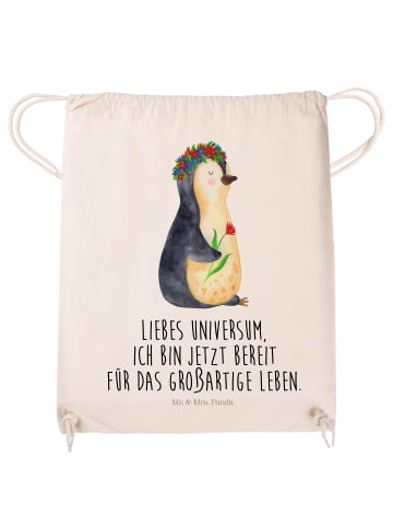 Mr. & Mrs. Panda Säckchen Pinguin Blumen mit Spruch in Creme