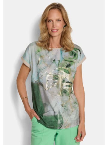 GOLDNER Blusenshirt Druckshirt mit Folienprint in grün / gemustert