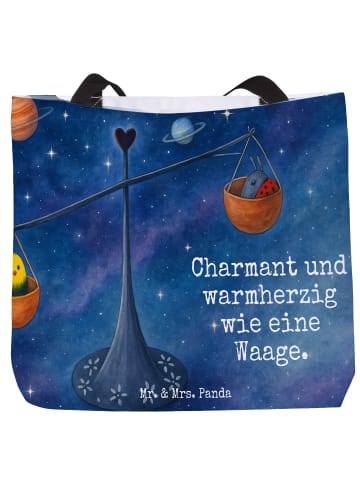 Mr. & Mrs. Panda Strandtasche Sternzeichen Waage Design mit Spruch in Weiß
