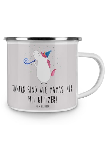 Mr. & Mrs. Panda Kaffeetasse Glitzernde Tante mit Spruch in Grau Pastell
