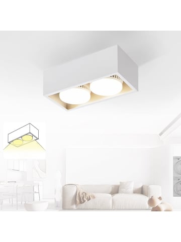 ZMH Deckenleuchte in Weiß 2-flammige GX53 5W Eckig Aufbauspot Warmweiß Schwenkbar