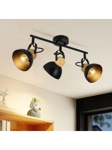 ZMH Deckenleuchte in schwarz rund 3-flammige E27 350° schwenkbar Deckenspot