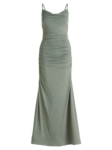 Vera Mont Abendkleid mit Wasserfallausschnitt in Dark Green/Grey