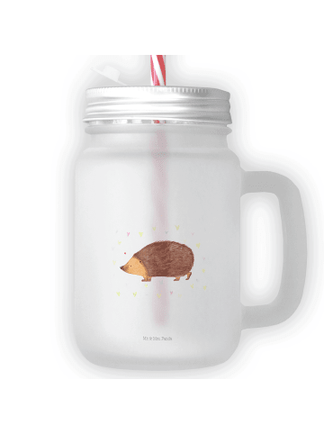 Mr. & Mrs. Panda Limonadenglas Igel Herzen ohne Spruch in Transparent