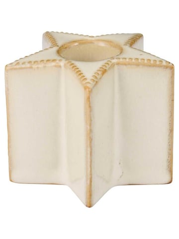 IB Laursen Kerzenhalter STERN Hoch Creme Weiß Keramik für 1 Stabkerze 6x5 cm