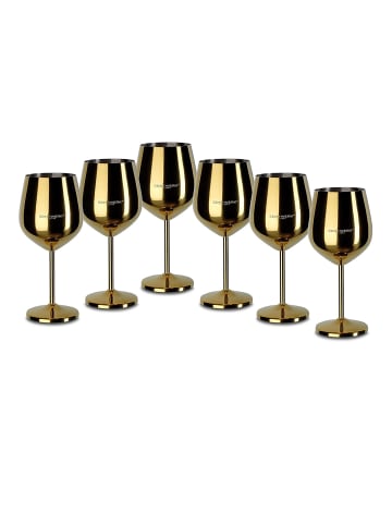 Echtwerk 6 er-Set Edelstahl Weinglas/Weinkelch bruchsicher 500 ml in Gold