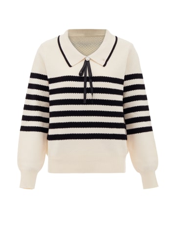 NAEMI Damen Pullover in Wollweiss Schwarz
